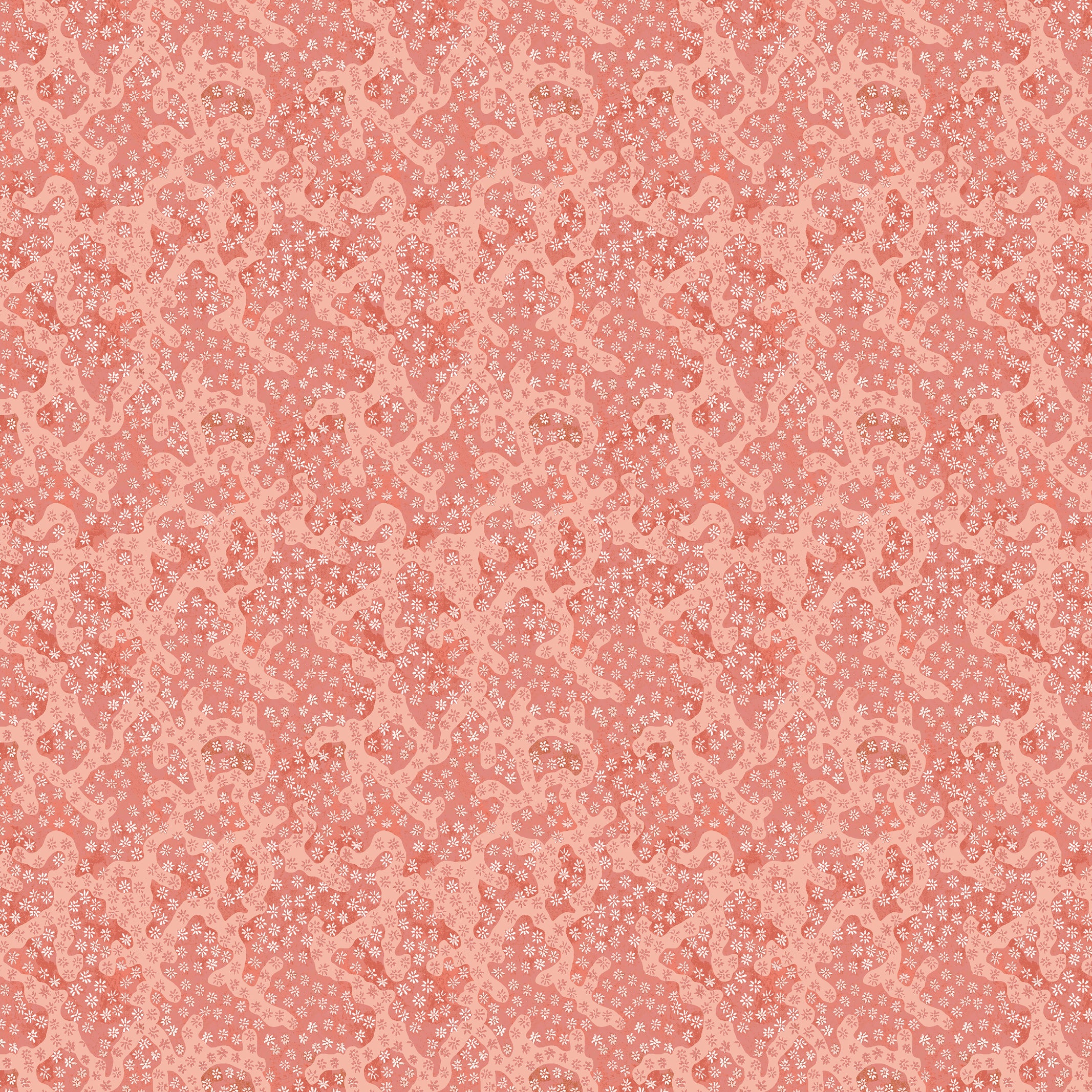 Floral Coral Fabric in Coral