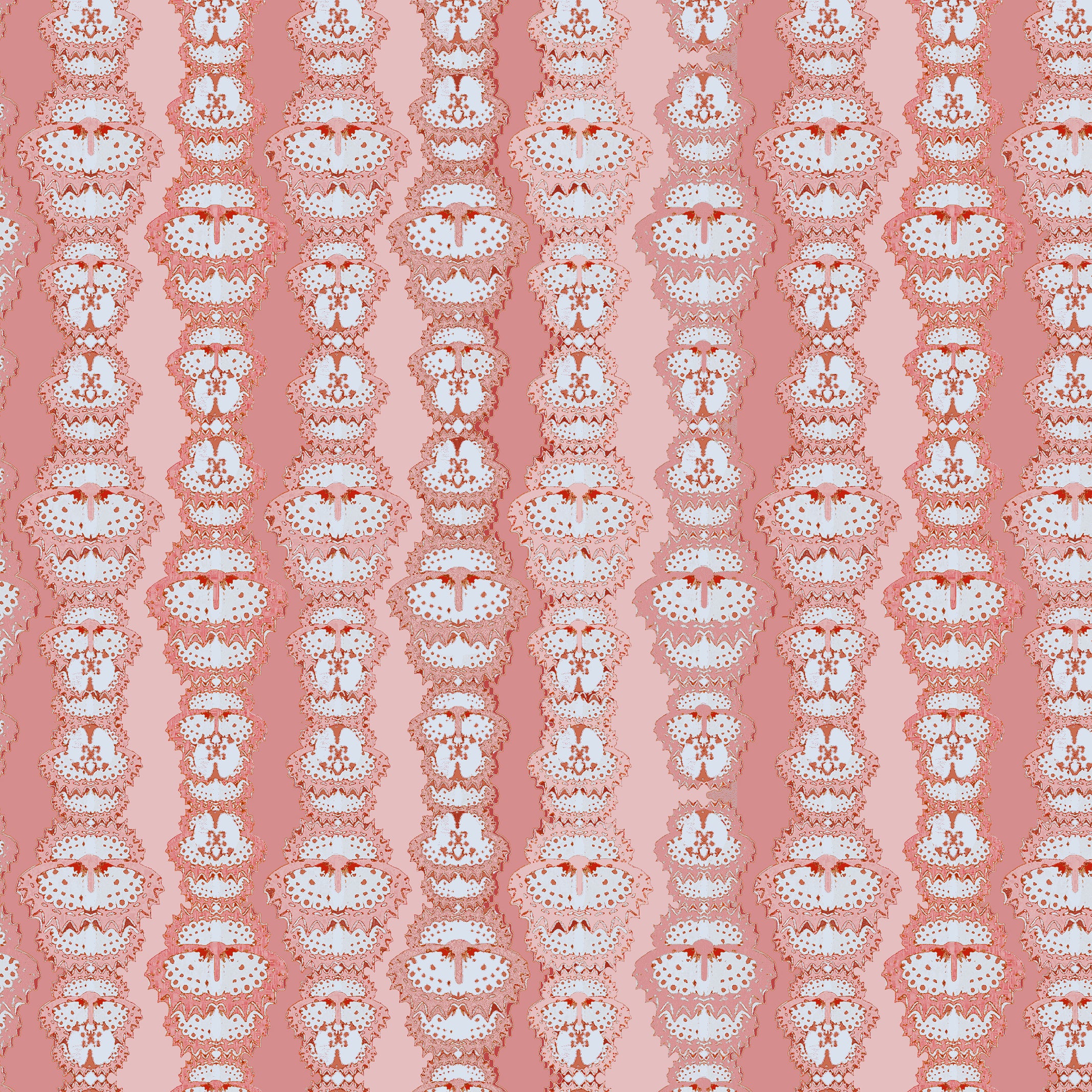 Fluttered Stripe Fabric in Coral