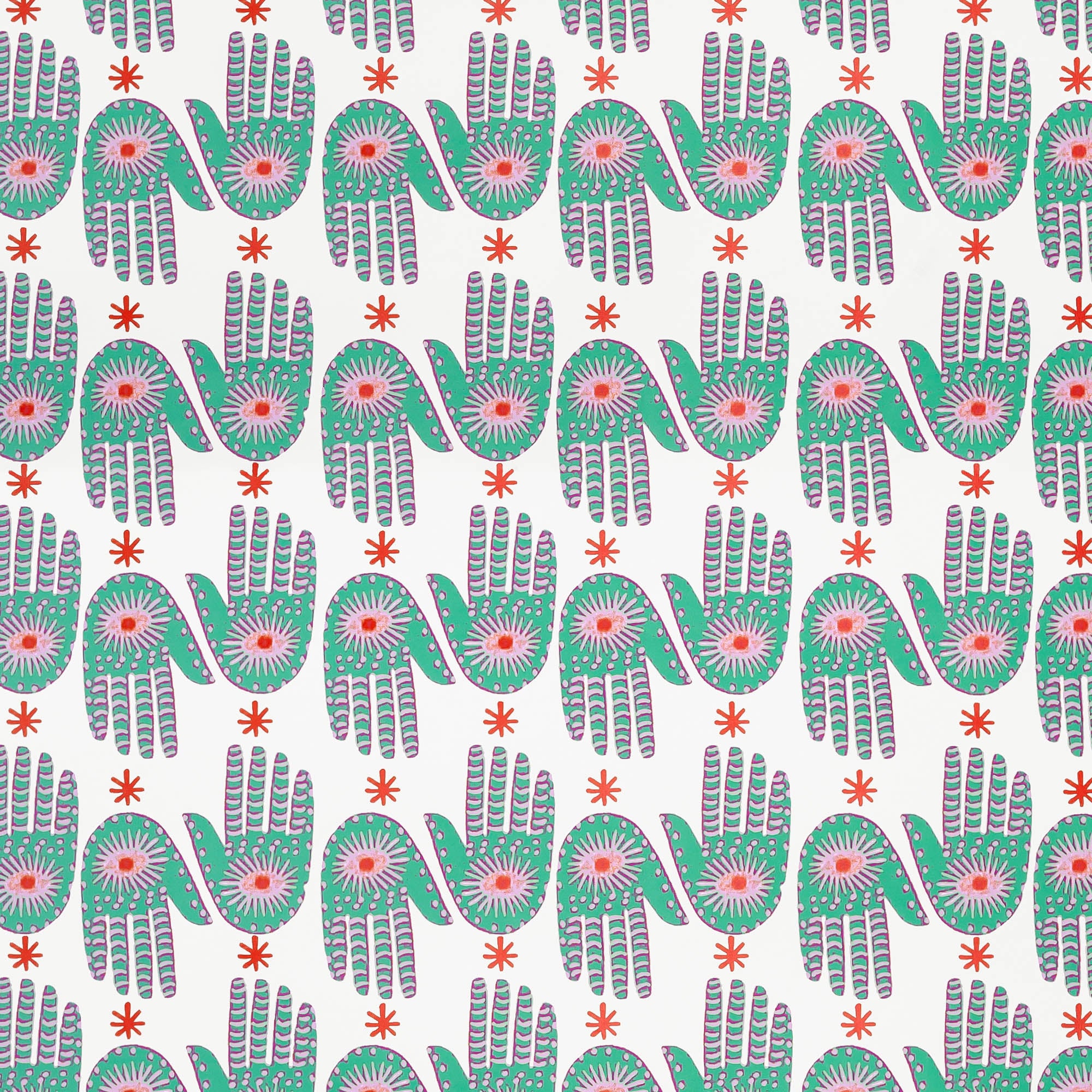 Hamsa Wallpaper in Turquoise