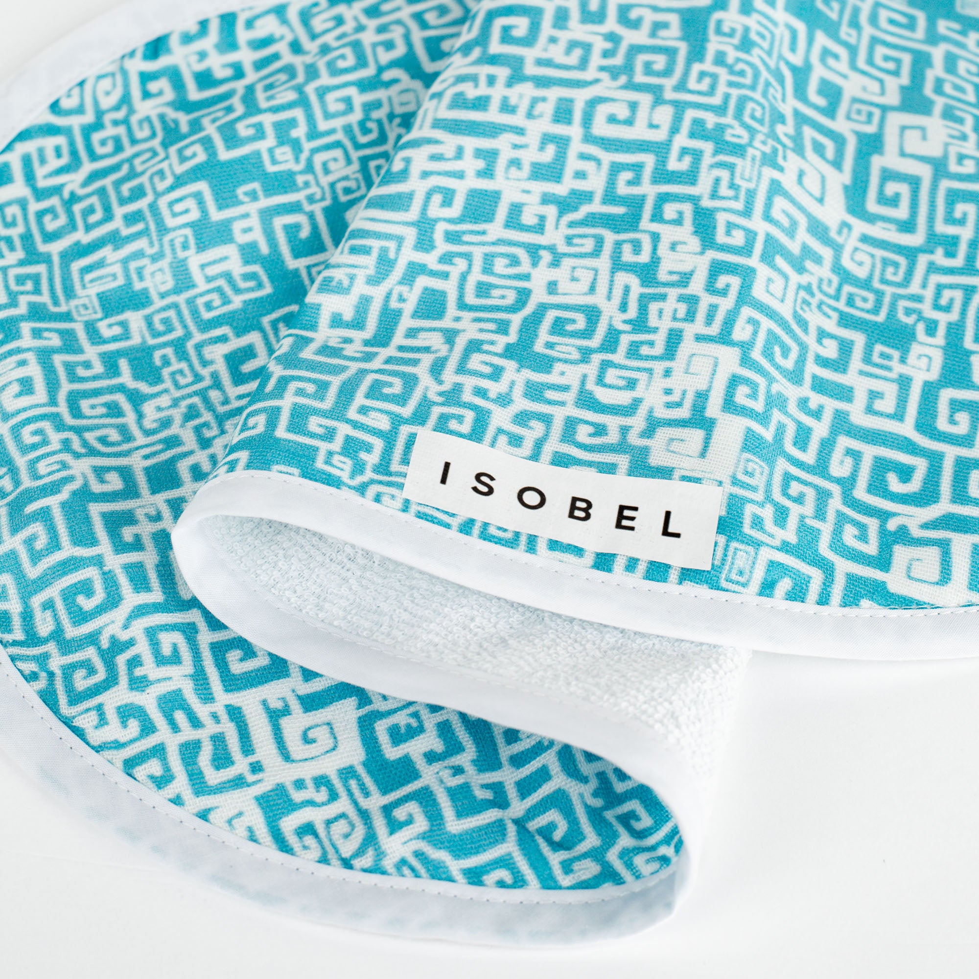 Grecian Grid Bib in Teal