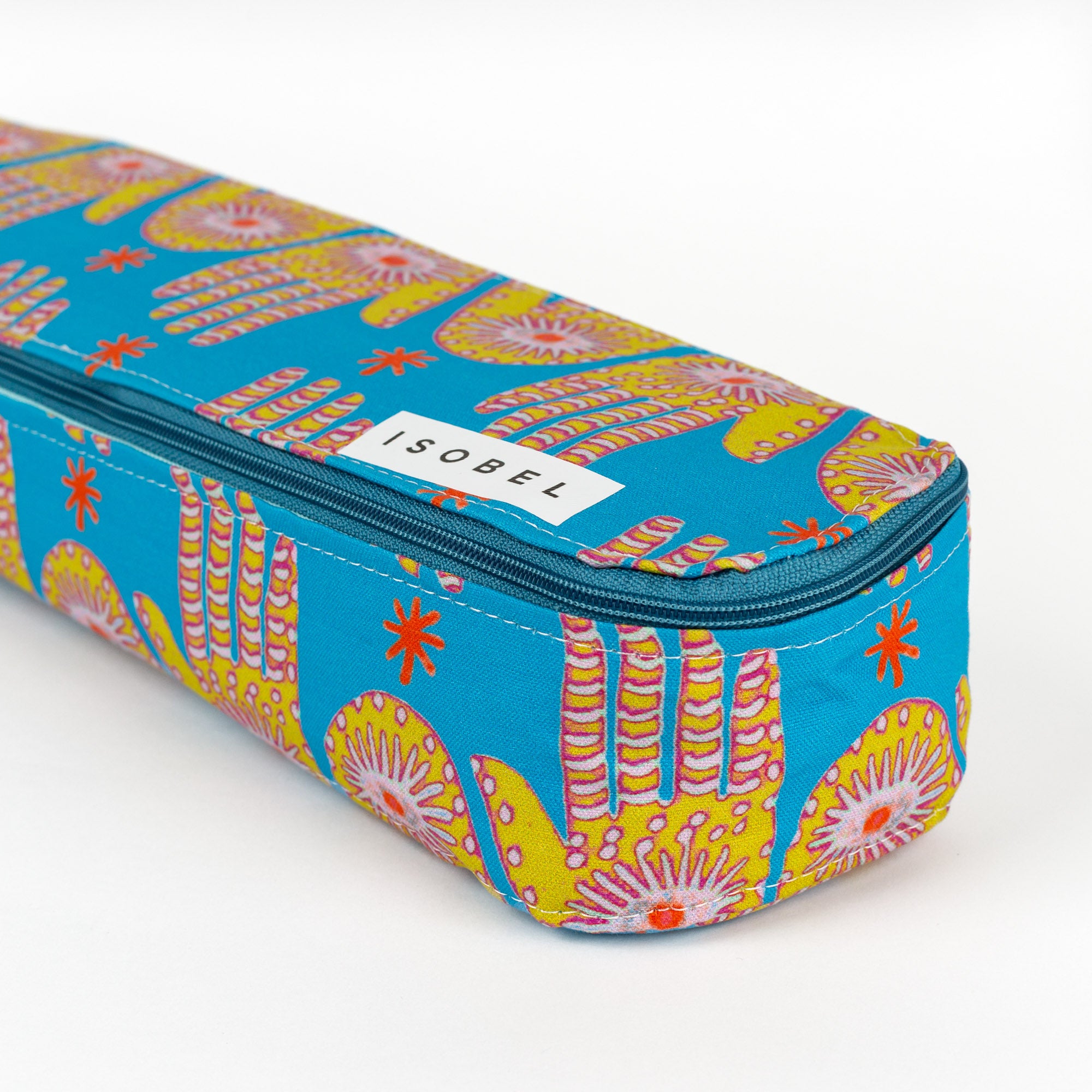 Hamsa Mahjong Rack Bag in Brass & Teal