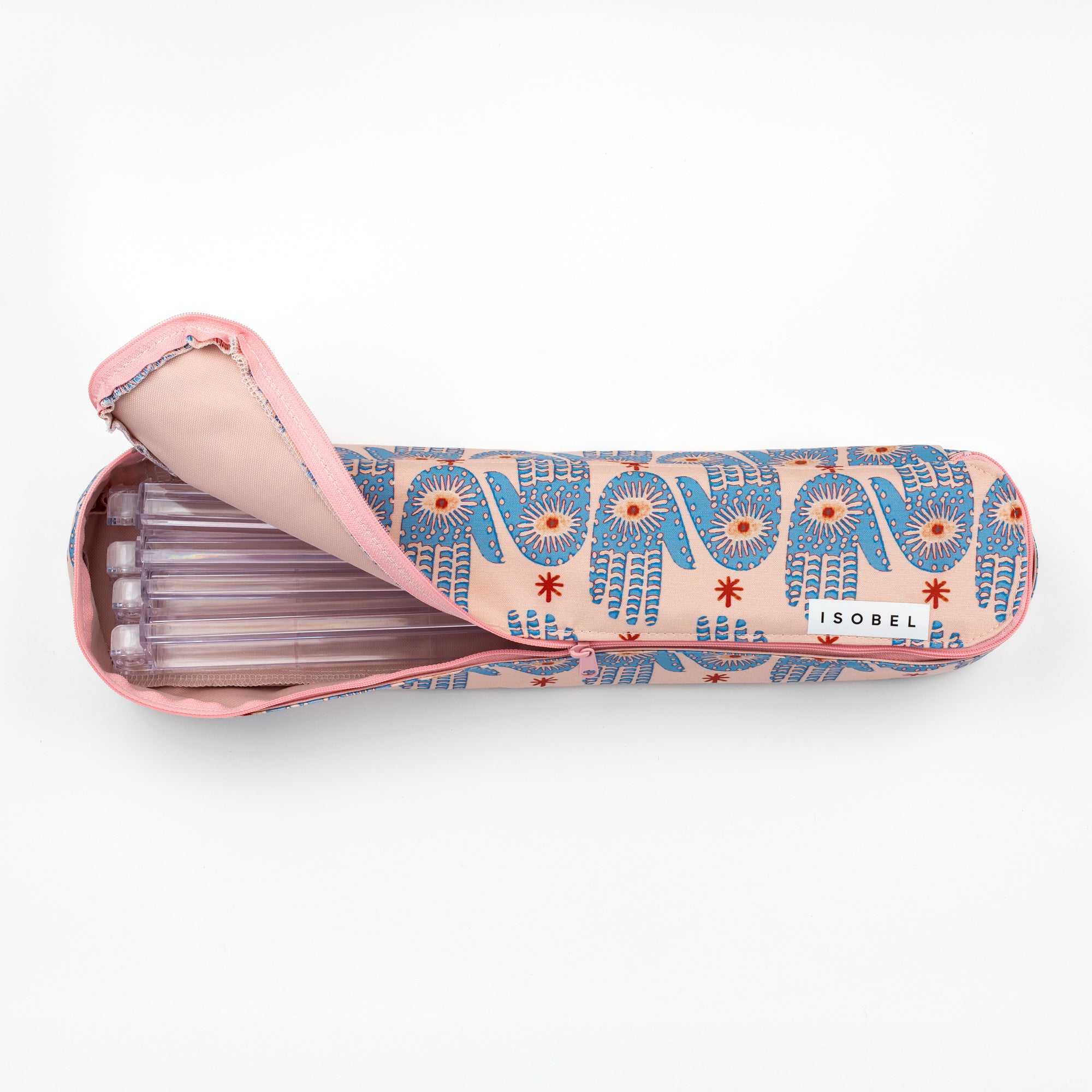 Hamsa Mahjong Rack Bag in Pink & Periwinkle