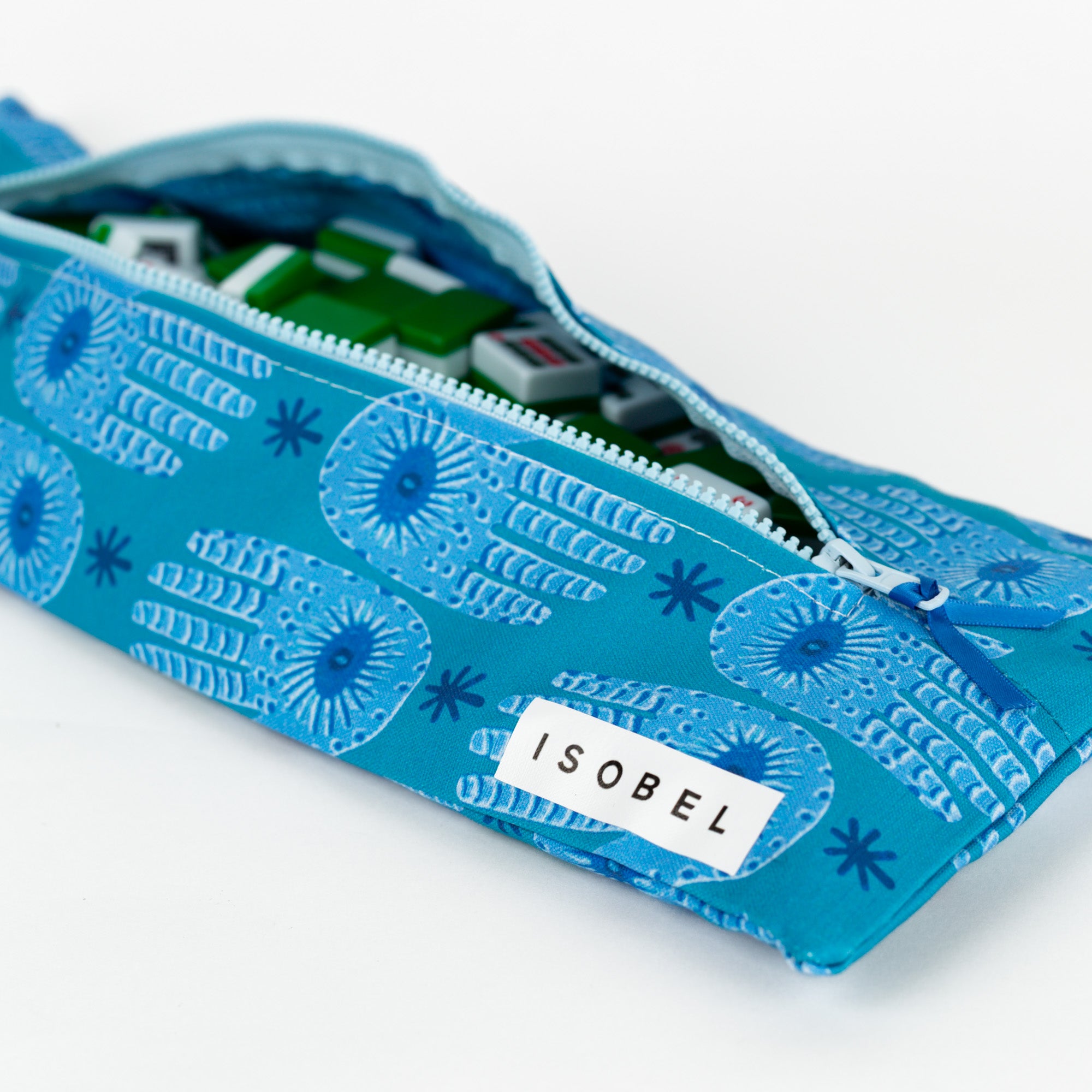 Hamsa Mahjong Tile Bag in Turquoise & Teal