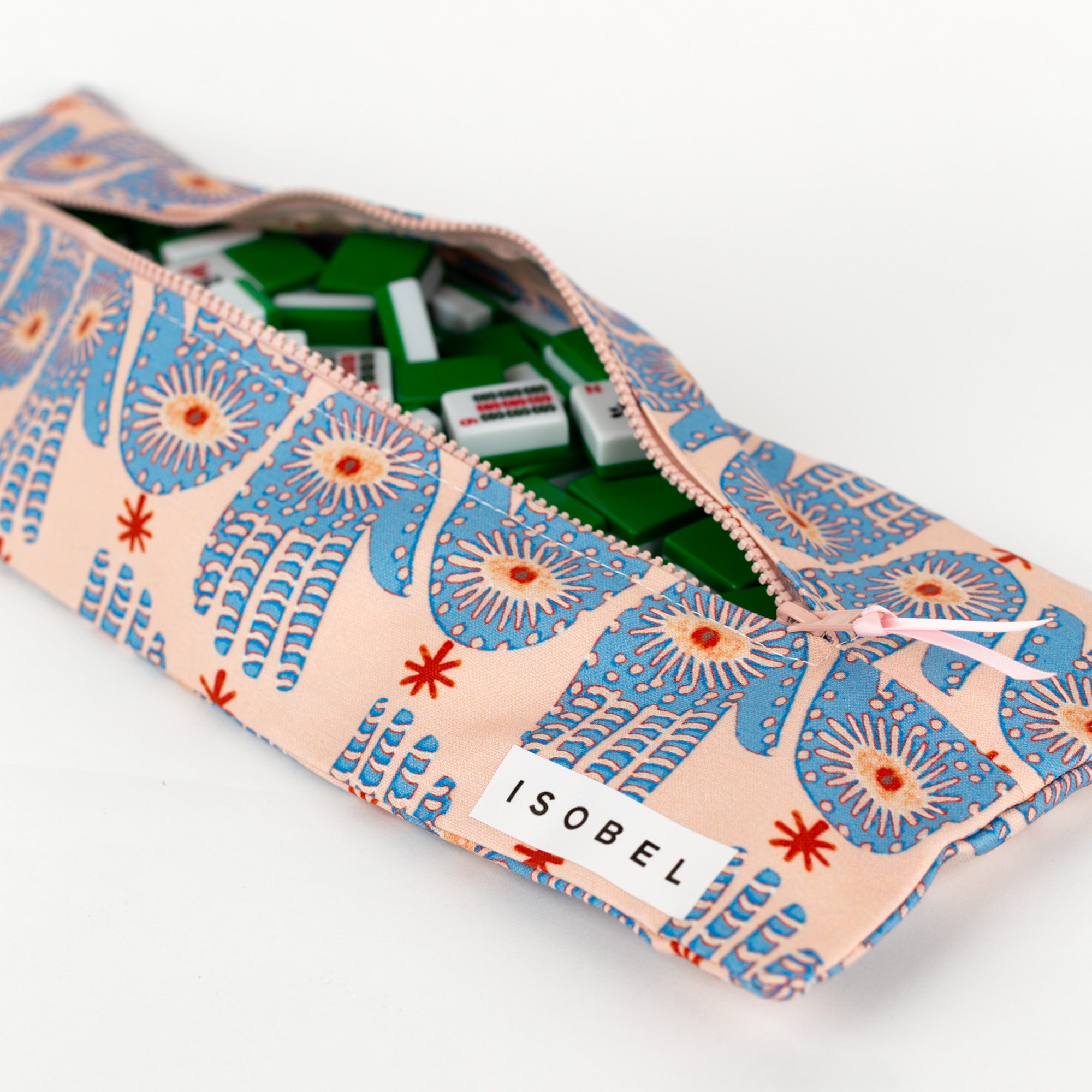 Hamsa Mahjong Tile Bag in Pink & Periwinkle