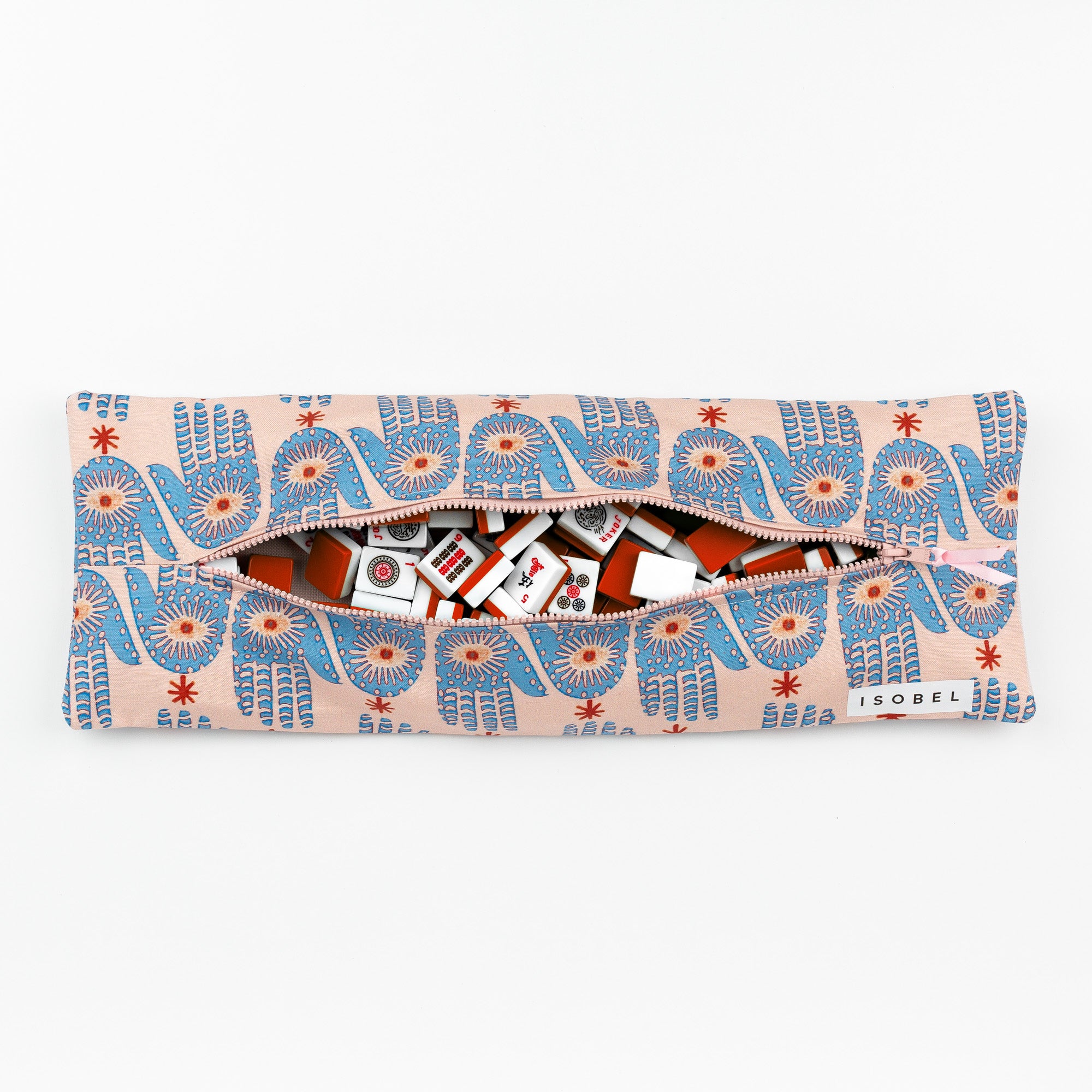 Hamsa Mahjong Tile Bag in Pink & Periwinkle
