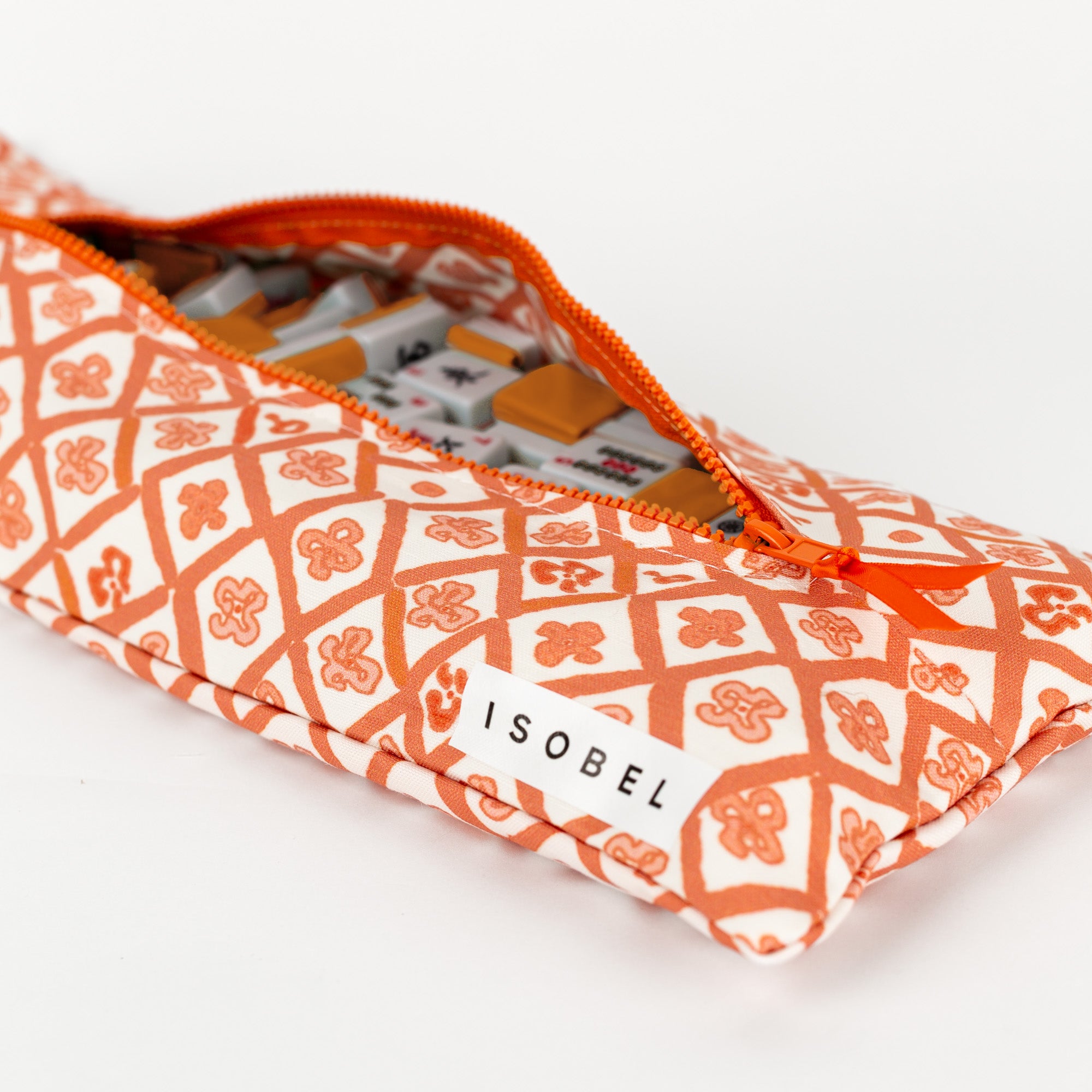 Picasso Trellis Mahjong Tile Bag in Coral