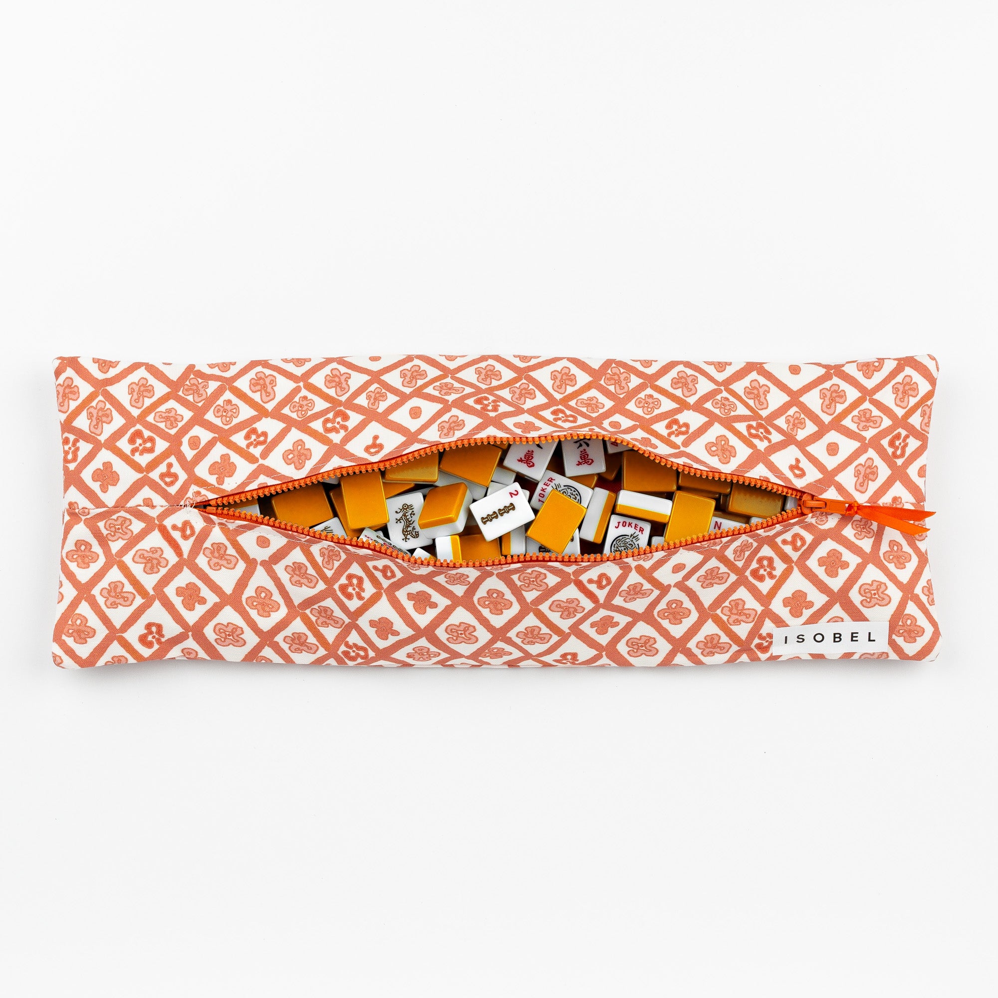Picasso Trellis Mahjong Tile Bag in Coral