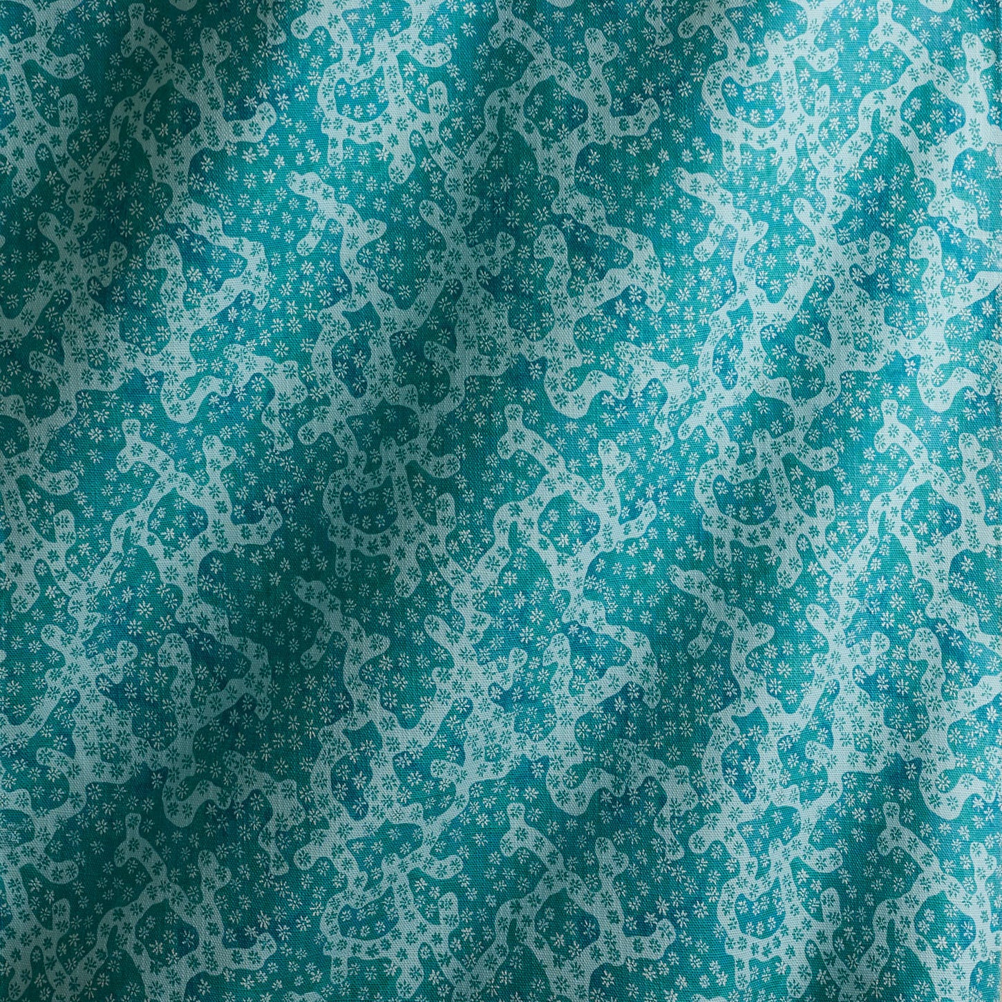 Floral Coral Fabric in Ocean