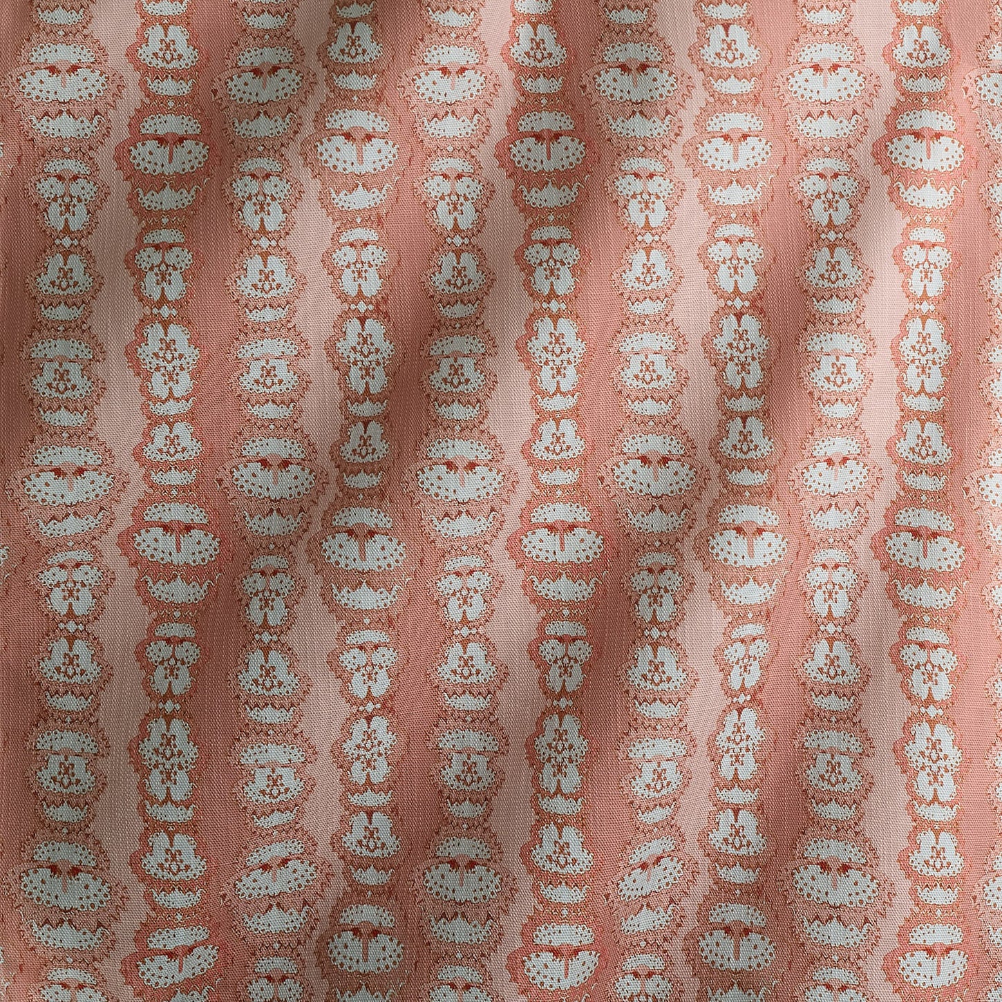 Fluttered Stripe Fabric in Coral