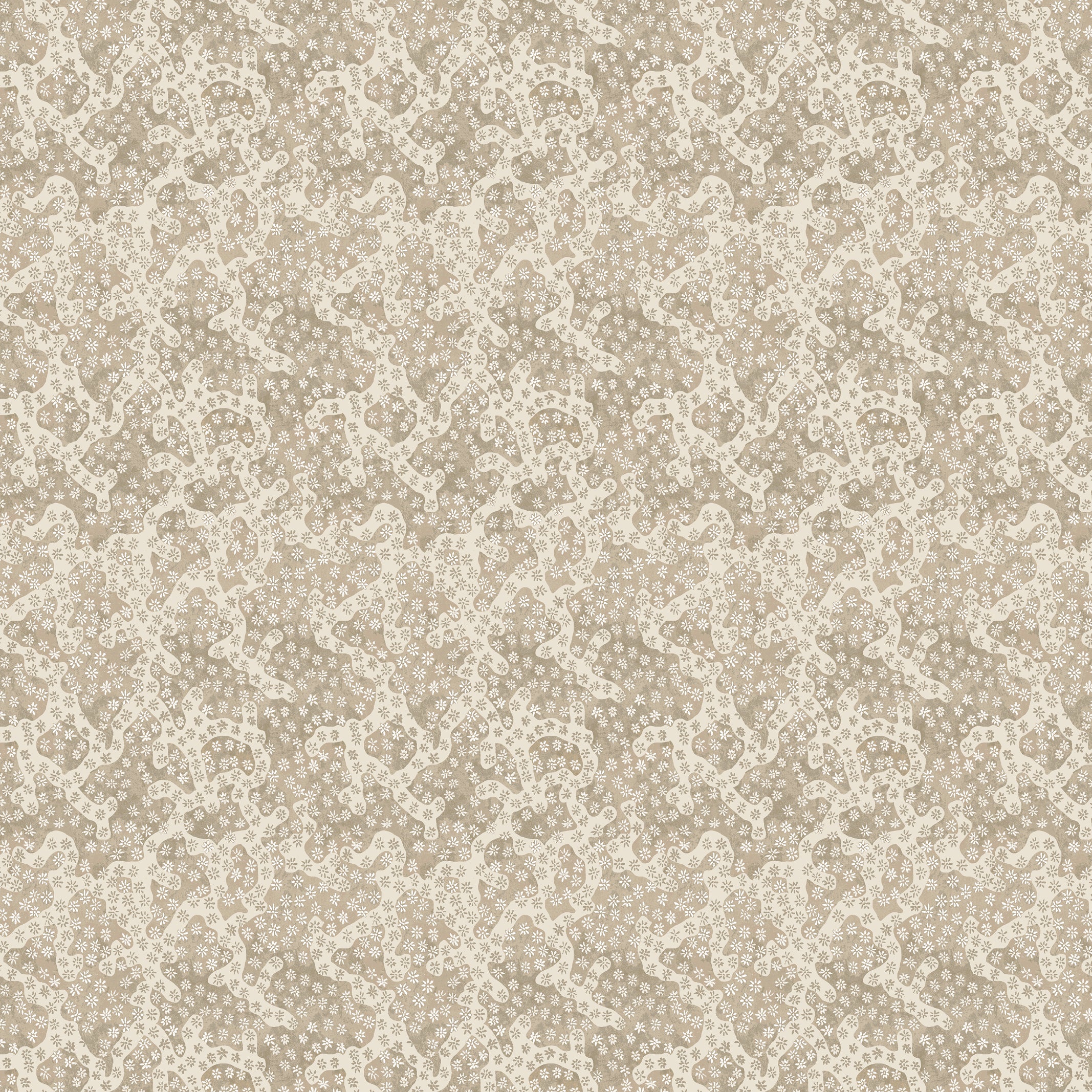 Floral Coral Fabric in Stone