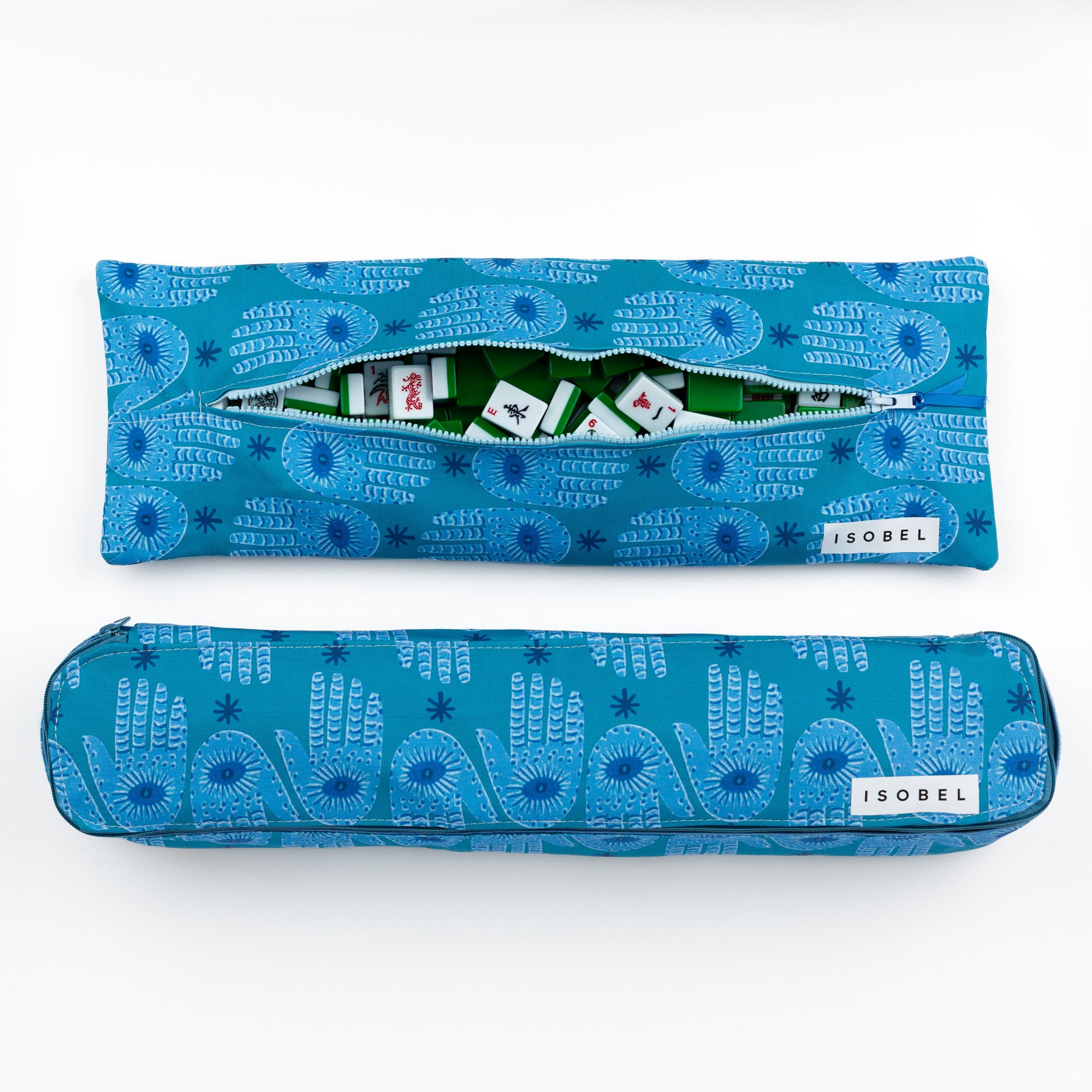 Hamsa Mahjong Tile Bag in Turquoise & Teal