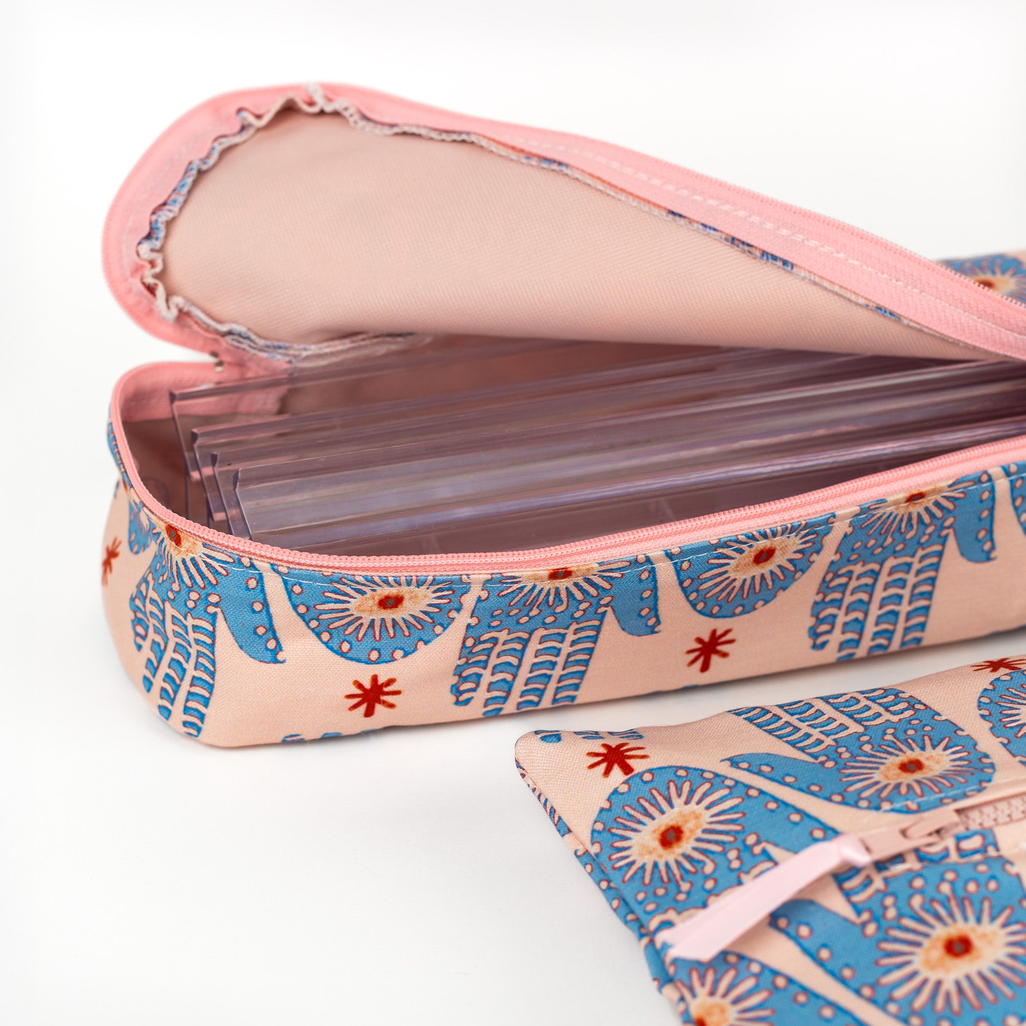 Hamsa Mahjong Rack Bag in Pink & Periwinkle