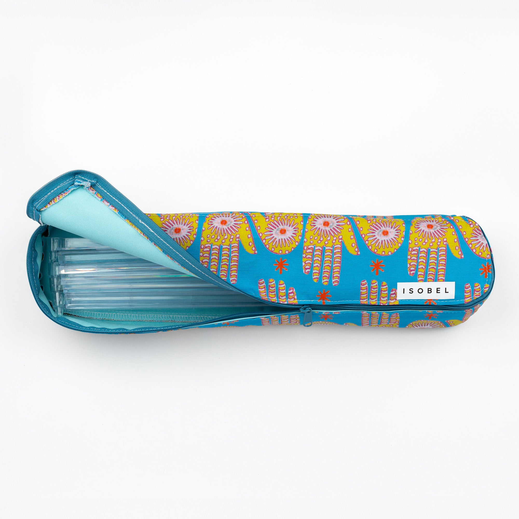 Hamsa Mahjong Rack Bag in Brass & Teal