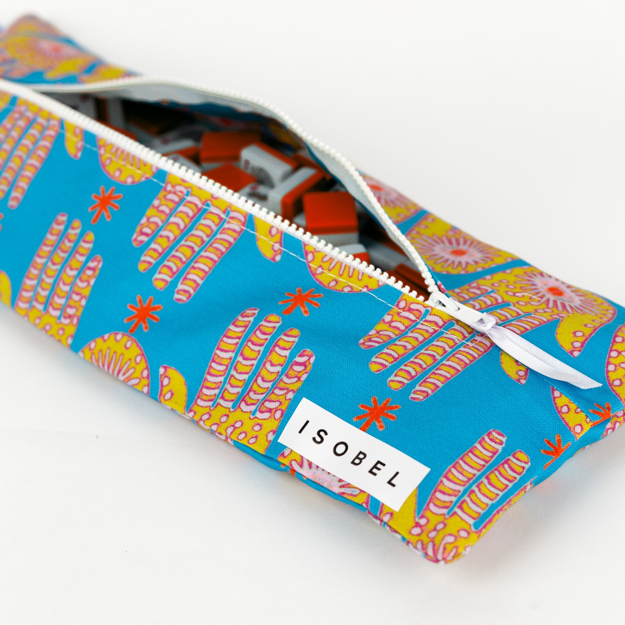 Hamsa Mahjong Tile Bag in Brass & Teal