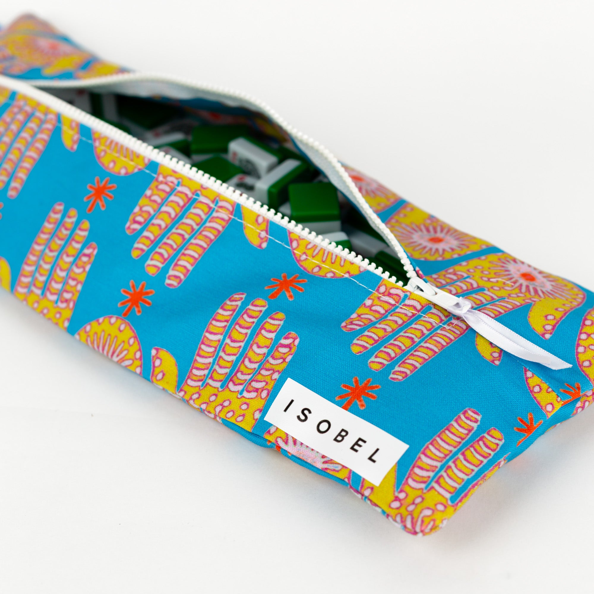 Hamsa Mahjong Tile Bag in Brass & Teal