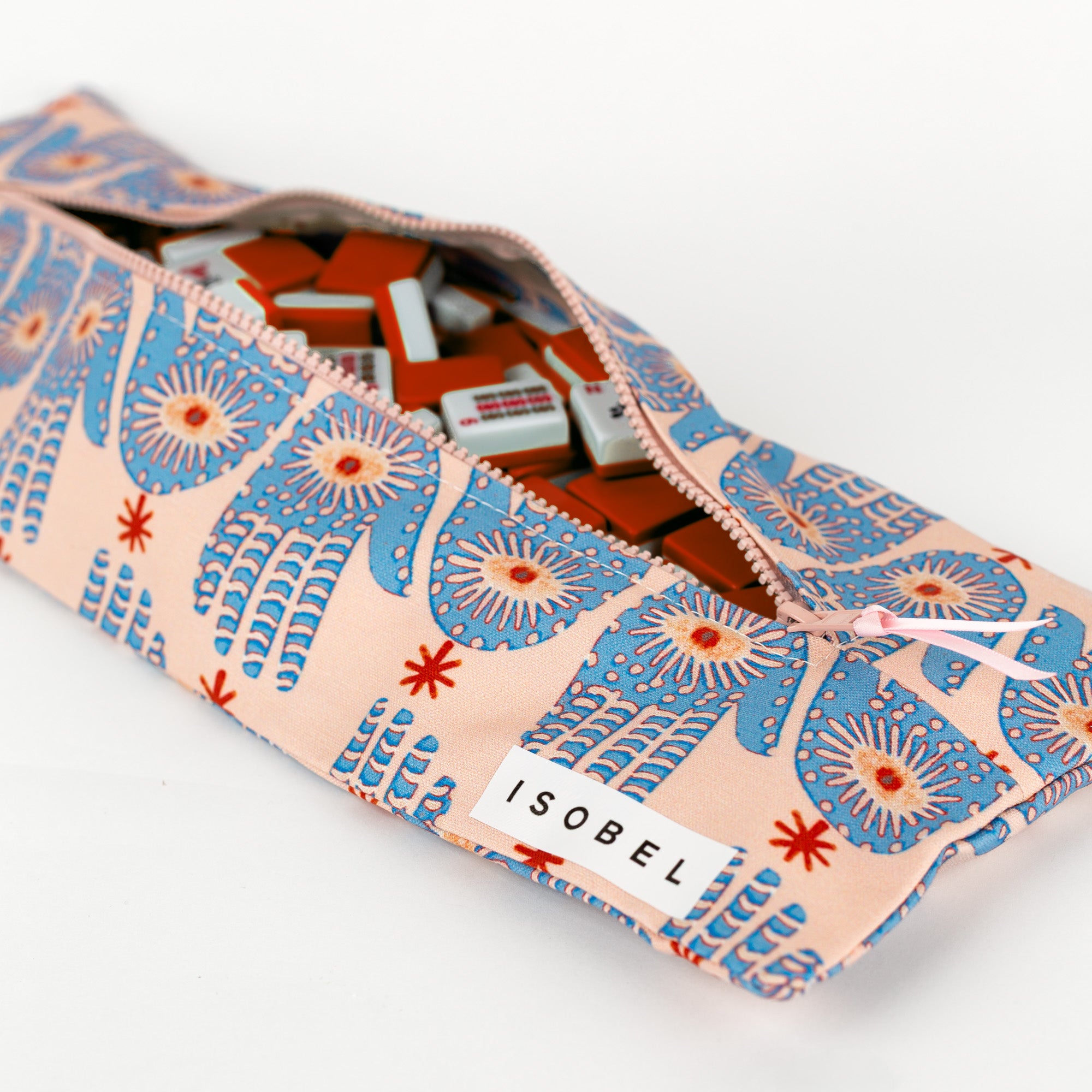 Hamsa Mahjong Tile Bag in Pink & Periwinkle