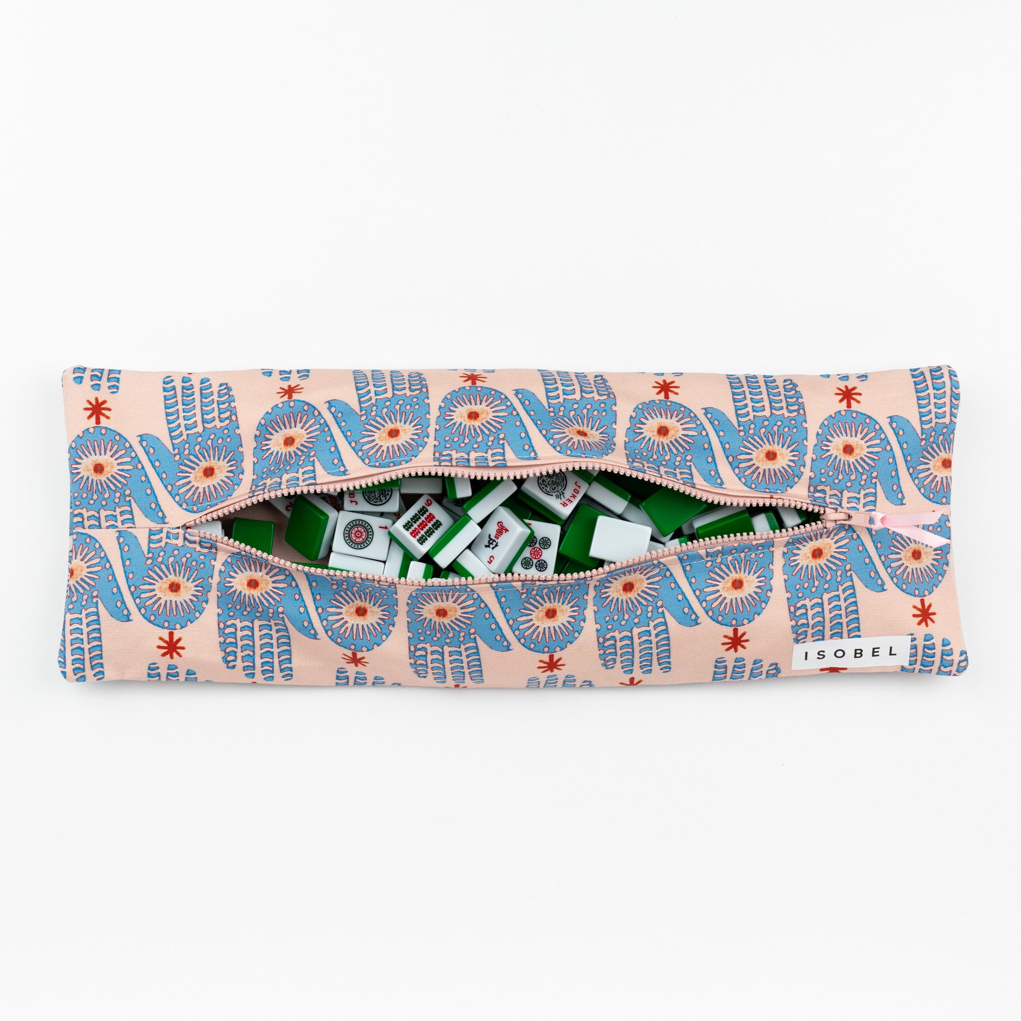 Hamsa Mahjong Tile Bag in Pink & Periwinkle
