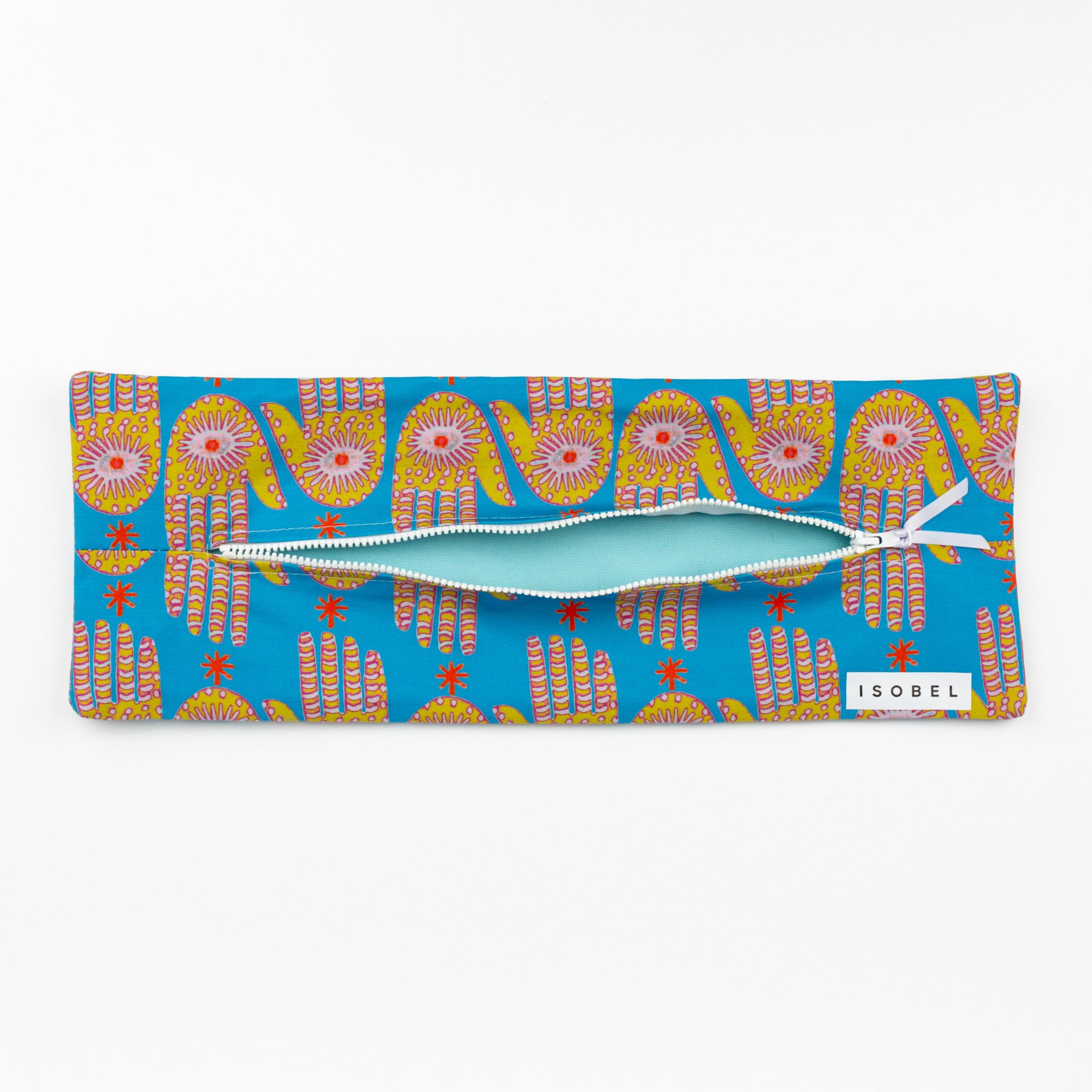 Hamsa Mahjong Tile Bag in Brass & Teal