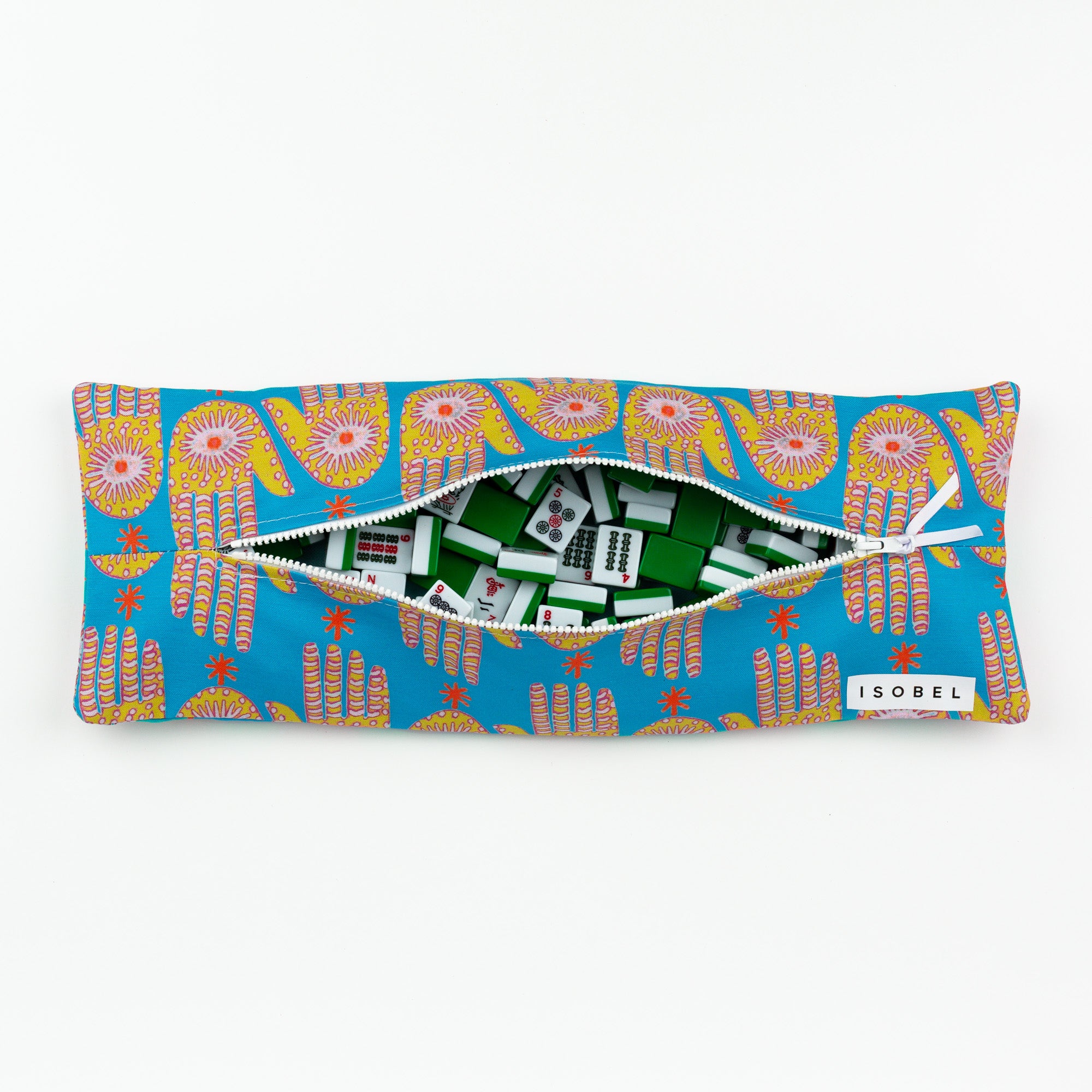 Hamsa Mahjong Tile Bag in Brass & Teal