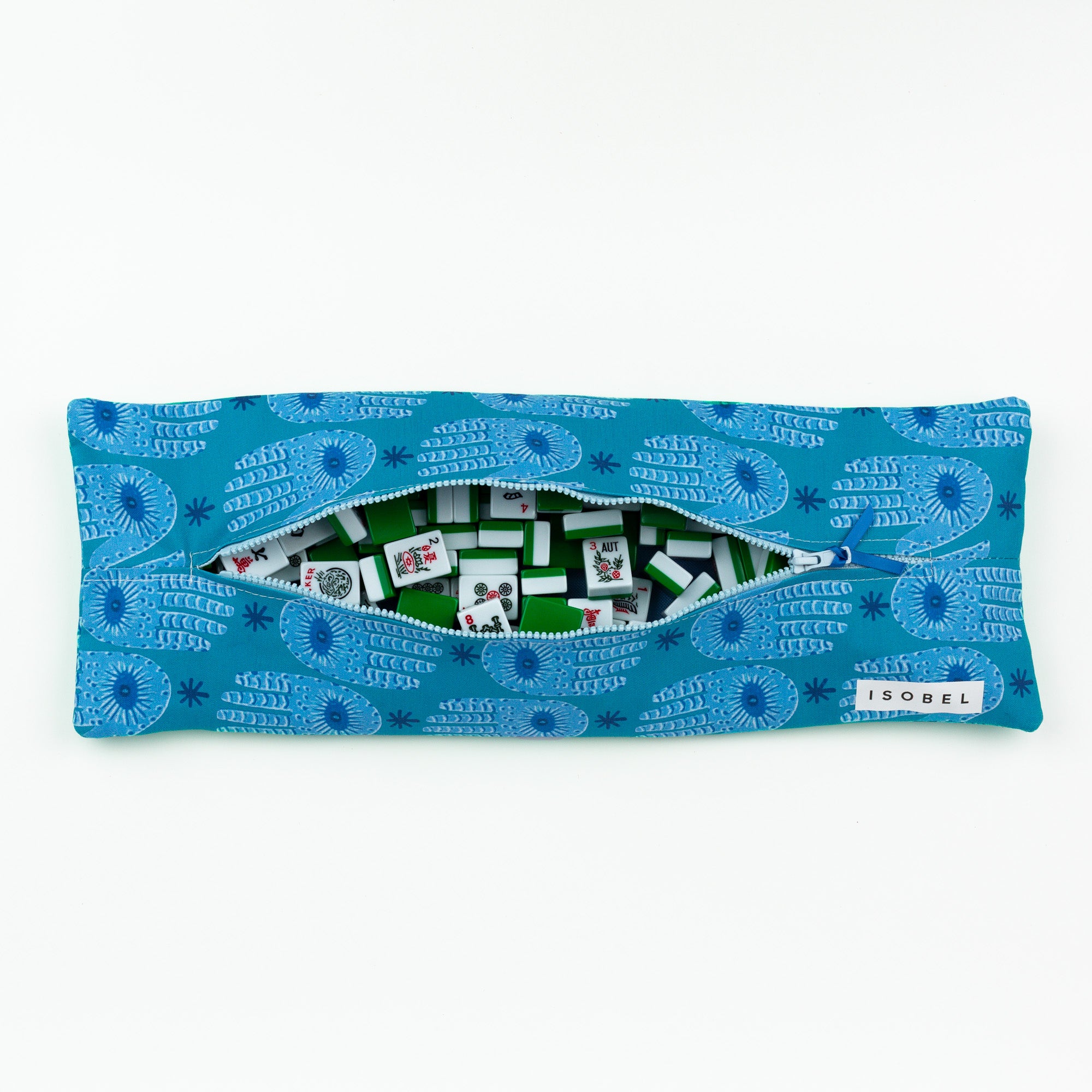 Hamsa Mahjong Tile Bag in Turquoise & Teal