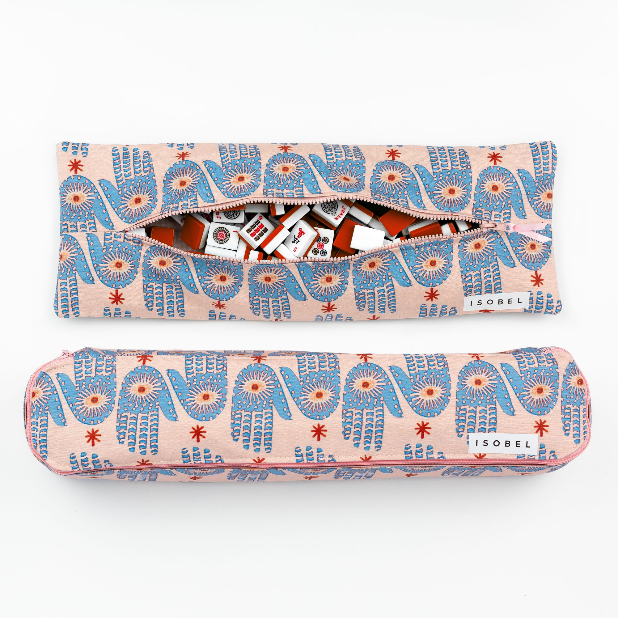 Hamsa Mahjong Tile Bag in Pink & Periwinkle