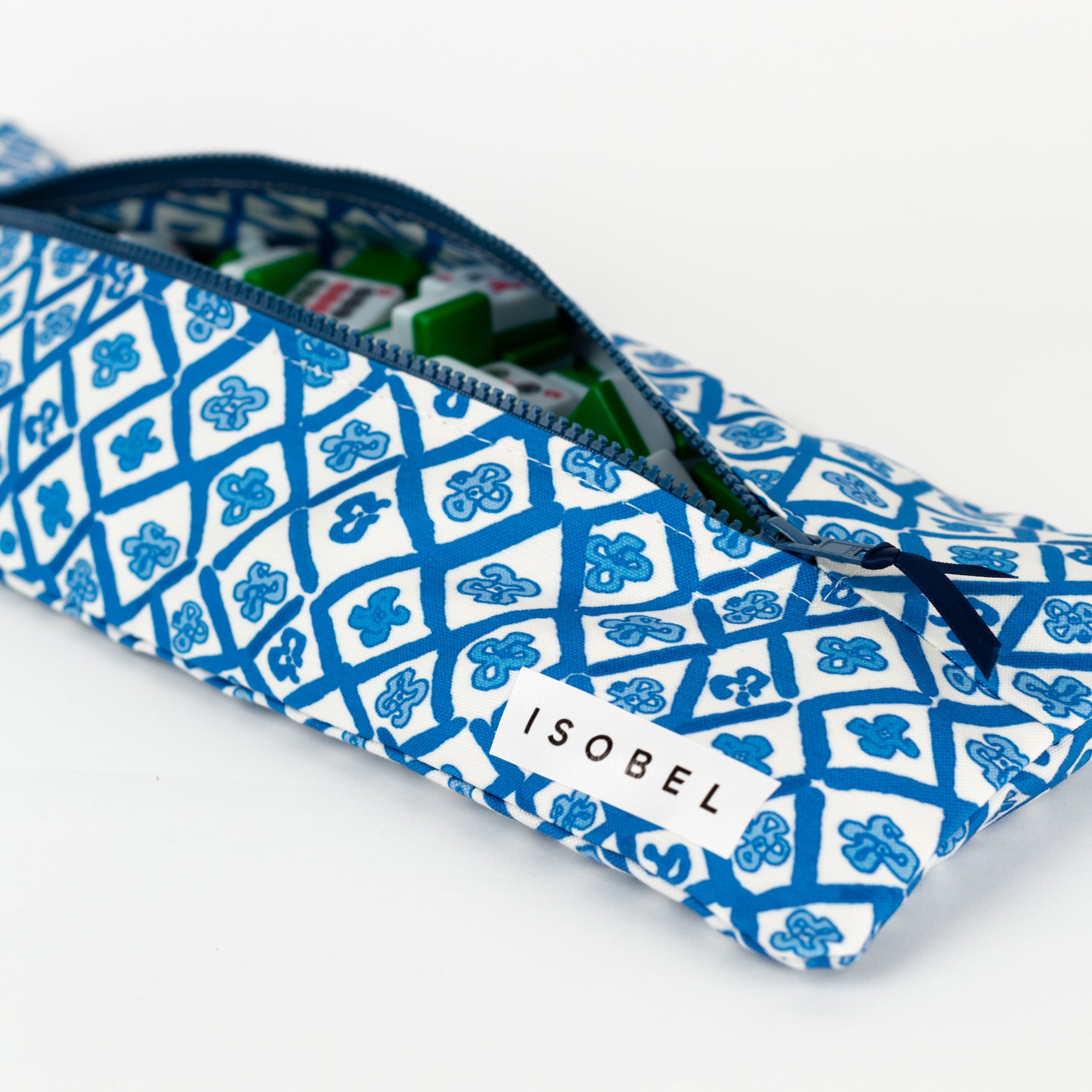 Picasso Trellis Mahjong Tile Bag in Cobalt