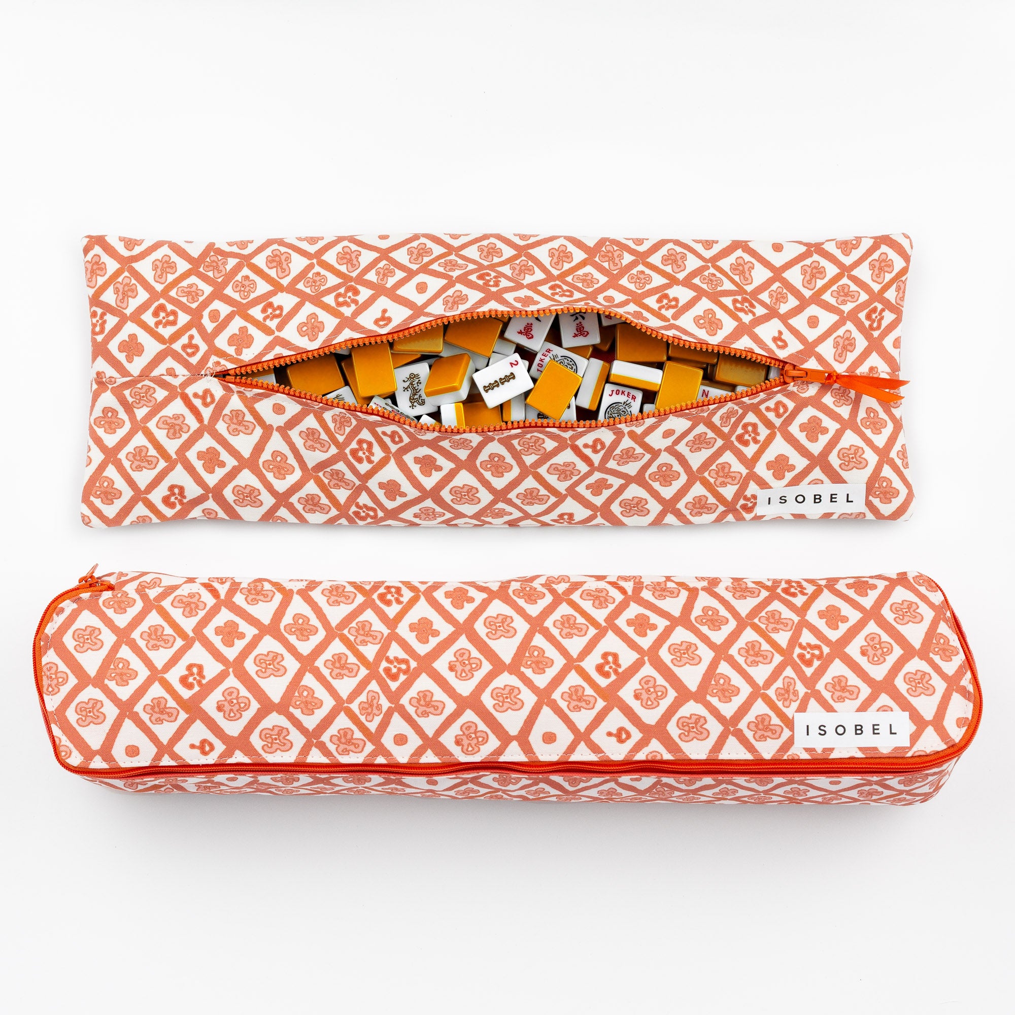 Picasso Trellis Mahjong Tile Bag in Coral