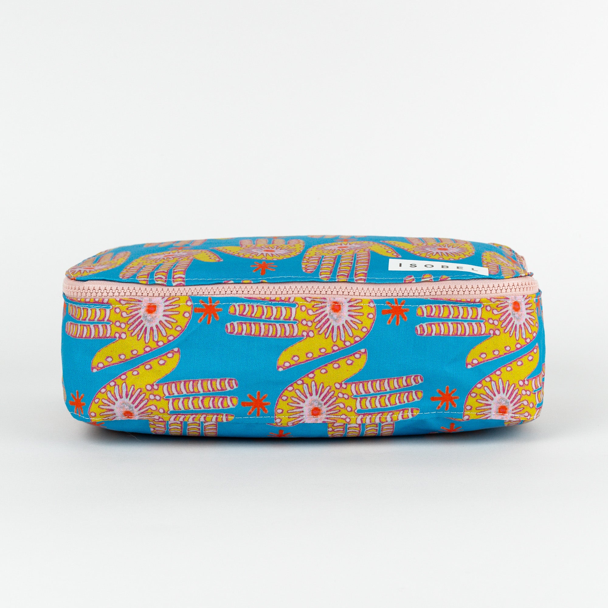 Hamsa Packing Cube in Bright Teal & Gold