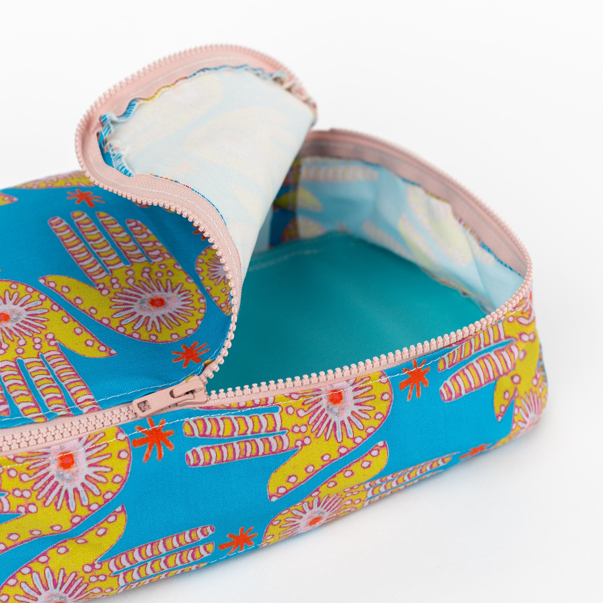 Hamsa Packing Cube in Bright Teal & Gold