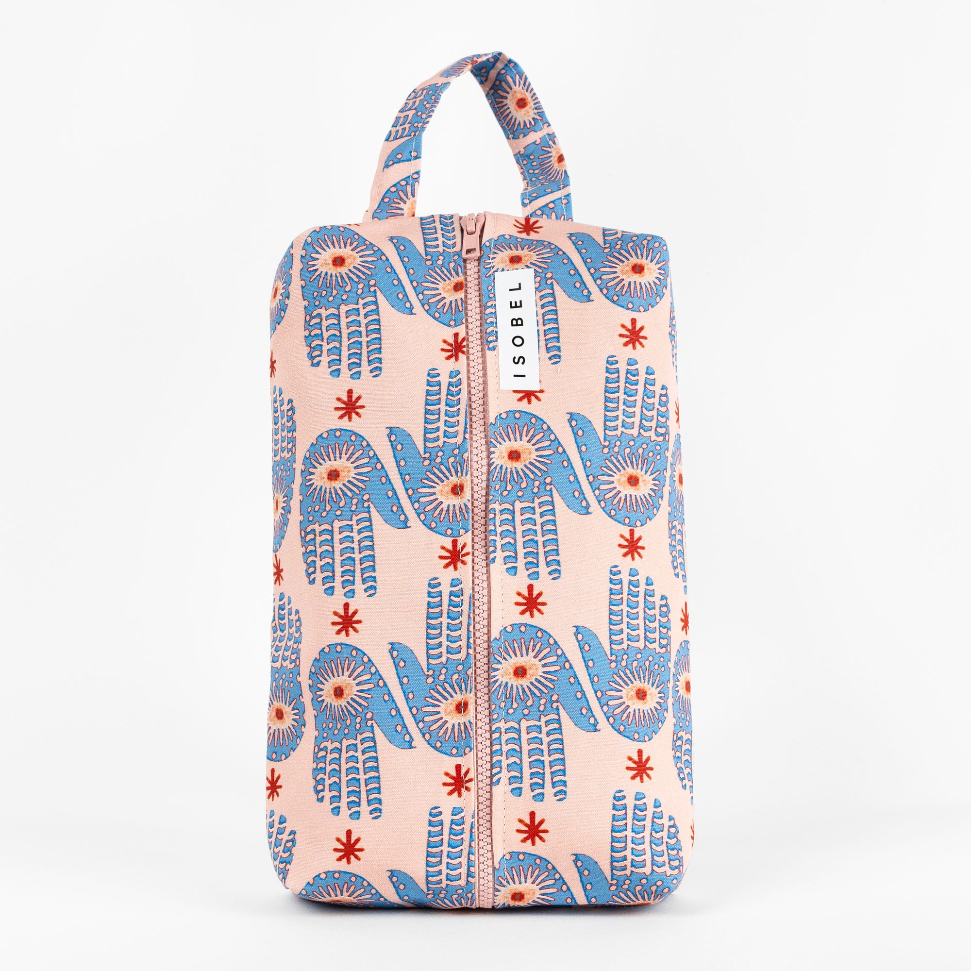 Hamsa Shoe Bag in Pink & Periwinkle
