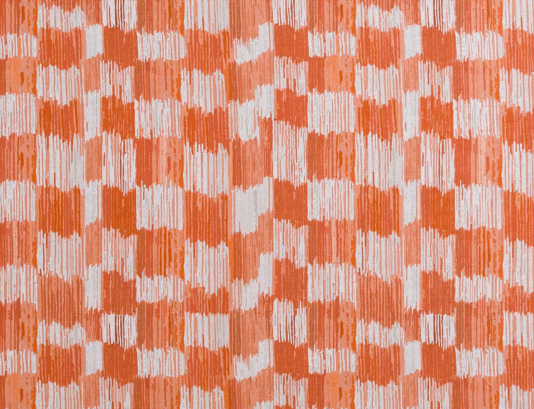 Crinkled Check Fabric in Coral