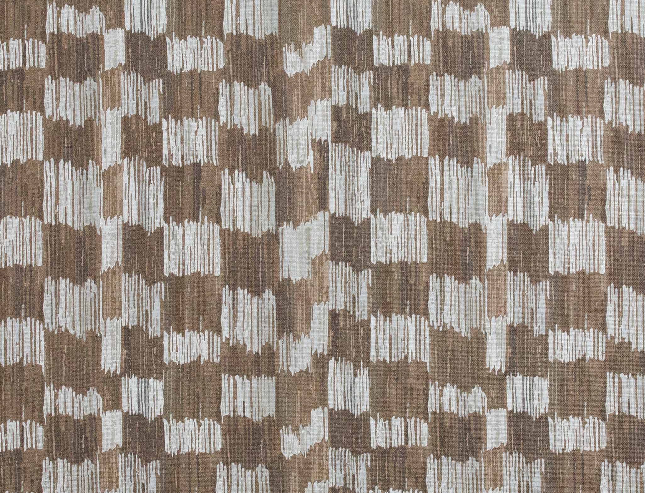 Crinkled Check Fabric in Mushroom